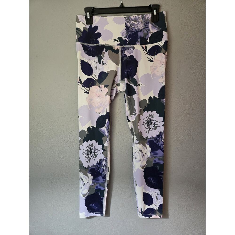Apana Women's Size Medium 7/8 Multicolor Abstract Floral Extended Waist Leggings